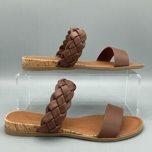 NEW Sun + Stone Women’s Easten Slide Sandals Choco Size 8.5M
